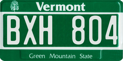 VT license plate BXH804