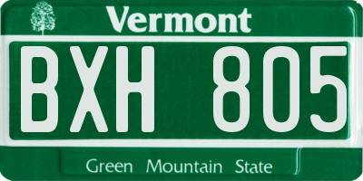 VT license plate BXH805