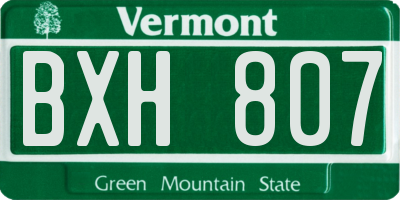 VT license plate BXH807