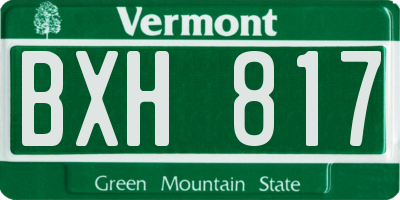 VT license plate BXH817