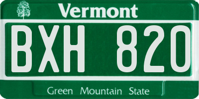 VT license plate BXH820