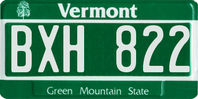 VT license plate BXH822
