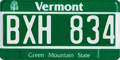 VT license plate BXH834