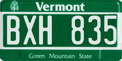 VT license plate BXH835