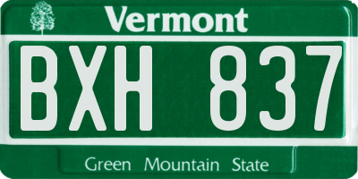VT license plate BXH837