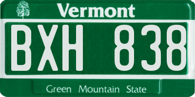 VT license plate BXH838