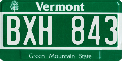 VT license plate BXH843