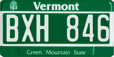 VT license plate BXH846