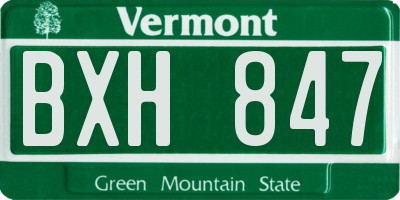 VT license plate BXH847