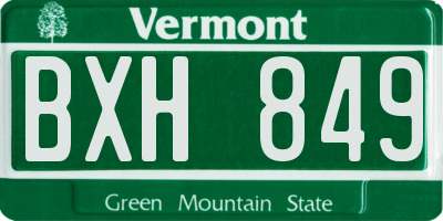 VT license plate BXH849