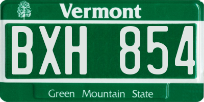 VT license plate BXH854