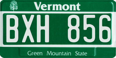 VT license plate BXH856