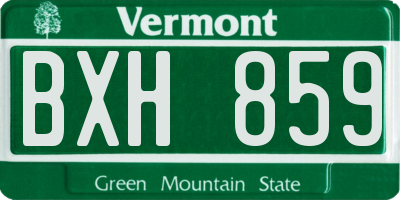 VT license plate BXH859