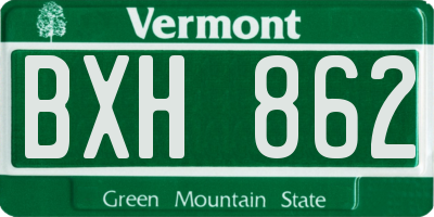 VT license plate BXH862
