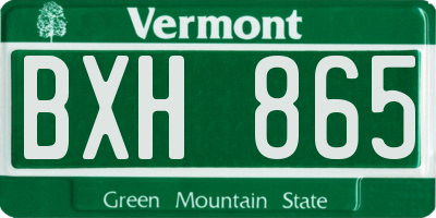 VT license plate BXH865