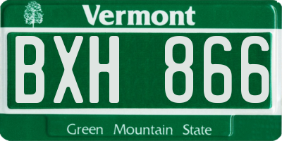 VT license plate BXH866