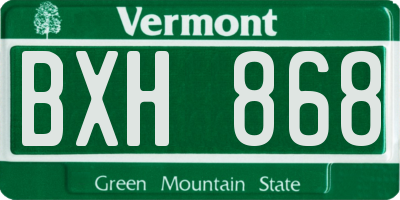 VT license plate BXH868