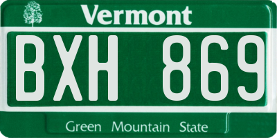 VT license plate BXH869