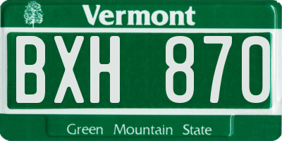 VT license plate BXH870