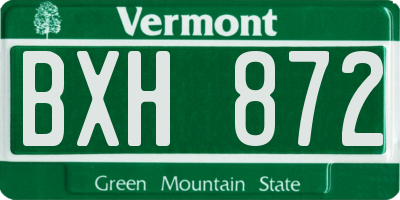 VT license plate BXH872