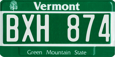 VT license plate BXH874