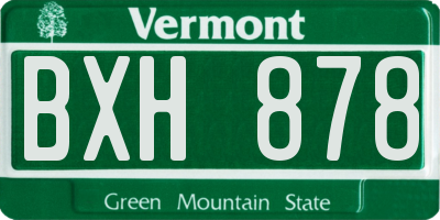 VT license plate BXH878