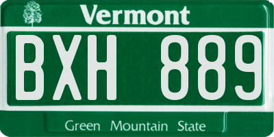 VT license plate BXH889