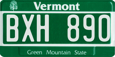 VT license plate BXH890