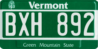 VT license plate BXH892