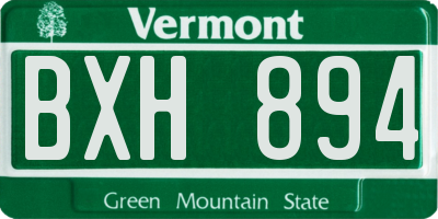 VT license plate BXH894