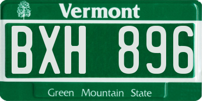 VT license plate BXH896