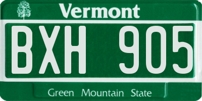 VT license plate BXH905