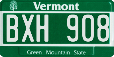 VT license plate BXH908