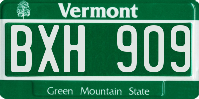 VT license plate BXH909
