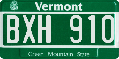 VT license plate BXH910