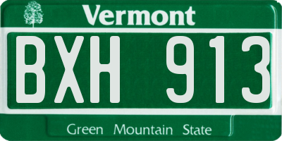 VT license plate BXH913