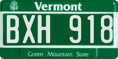 VT license plate BXH918