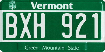 VT license plate BXH921