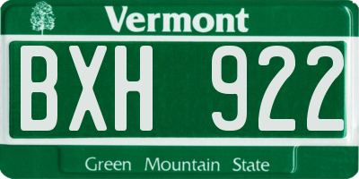 VT license plate BXH922
