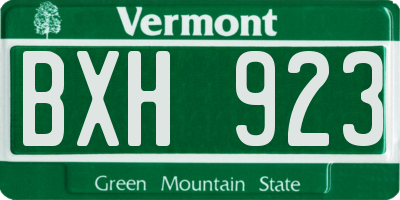 VT license plate BXH923