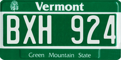 VT license plate BXH924