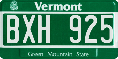 VT license plate BXH925