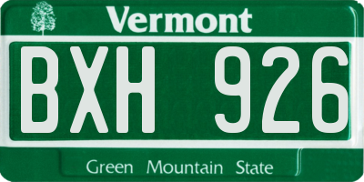 VT license plate BXH926