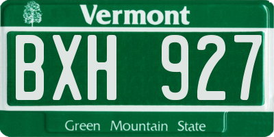 VT license plate BXH927