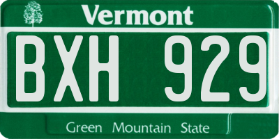 VT license plate BXH929