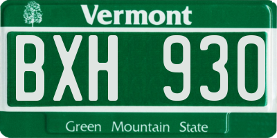 VT license plate BXH930
