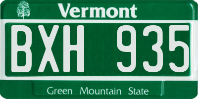 VT license plate BXH935