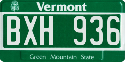 VT license plate BXH936