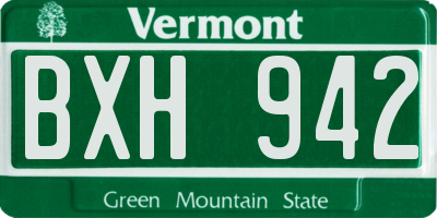 VT license plate BXH942
