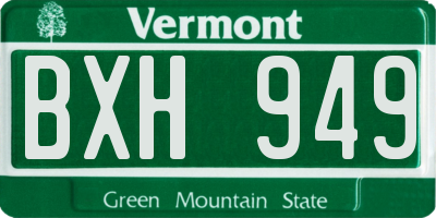 VT license plate BXH949